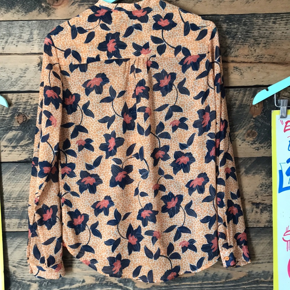 MODSTROM Mandarin Collar Floral Blouse Small Scandinavian Button Down Shirt - Picture 6 of 11